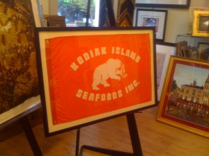 framed kodiak island seafood flag